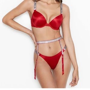 Victoria’s Secret Very Sexy Shine Strap Garter Belt, Red